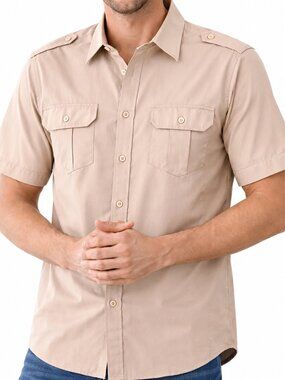NEW small mens dress shirt NICK DANGER short sleeve classic shirt front pockets